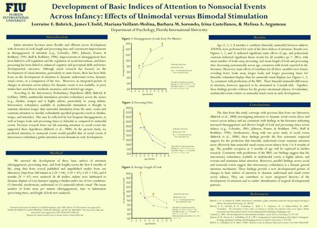 Development of Basic Indices of Attention to Nonsocial Events Across Infancy: Effects of Unimodal versus Bimodal Stimulation Lorraine E. Bahrick, James.