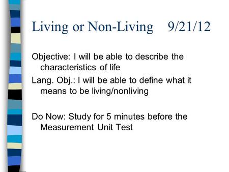 Living or Non-Living 9/21/12