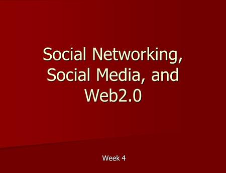 Social Networking, Social Media, and Web2.0