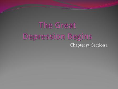 The Great Depression Begins