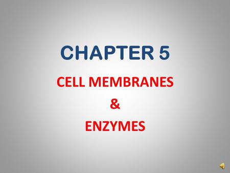 CHAPTER 5 CELL MEMBRANES & ENZYMES MEMBRANE STRUCTURE AND FUNCTION Copyright © 2009 Pearson Education, Inc.