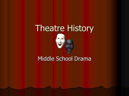 Theatre History Middle School Drama. Theatre History Plato Lived in the 4 th century BC Lived in the 4 th century BC Considered one of the greatest thinkers.