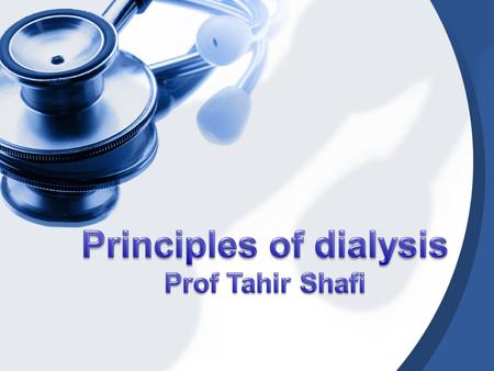 Principles of dialysis