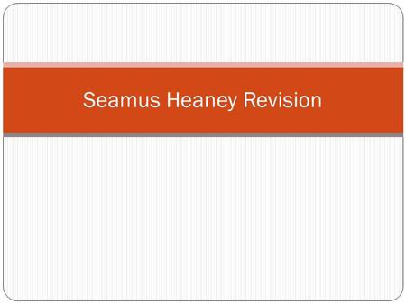 Seamus Heaney Revision. ‘The Underground The poem opens with an honest depiction of their honeymoon in London ‘There we were in the vaulted tunnel running,