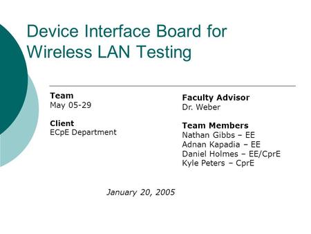 Device Interface Board for Wireless LAN Testing