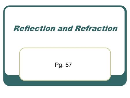 Reflection and Refraction