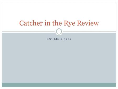 ENGLISH 3201 Catcher in the Rye Review. Symbolism of Title The first time, Holden hears a little boy in New York sing- songing If a body meet a body.