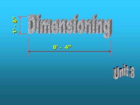 Dimensioning 1’ - 8” 8’ - 4” Unit 8.