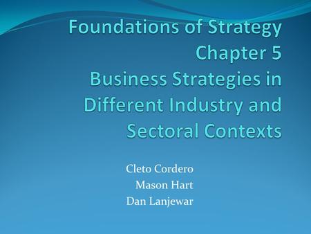 Introduction Purpose is to help understand how managers adapt their strategies to fit their environments, how they go about predicting change and adapting.