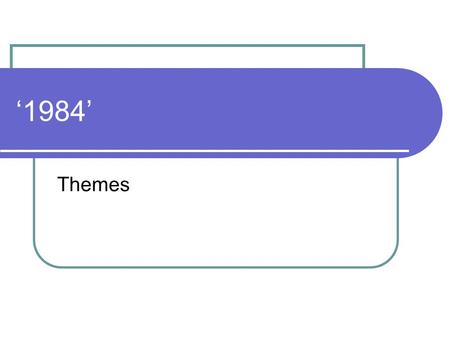 ‘1984’ Themes. Theme A theme is an underlying idea that the writer wants to deal with through their work.