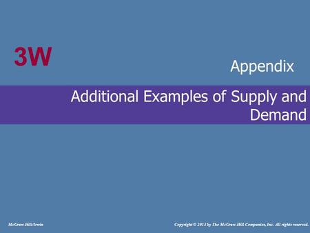 # McGraw-Hill/Irwin Copyright © 2013 by The McGraw-Hill Companies, Inc. All rights reserved. Additional Examples of Supply and Demand Appendix 3W.