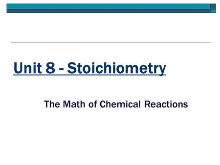 The Math of Chemical Reactions