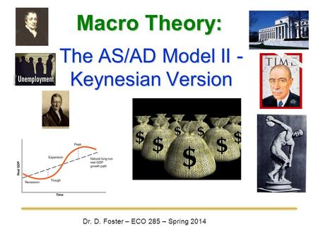 Macro Theory: Macro Theory: Dr. D. Foster – ECO 285 – Spring 2014 The AS/AD Model II - Keynesian Version.