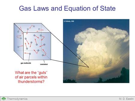 ThermodynamicsM. D. Eastin Gas Laws and Equation of State What are the “guts” of air parcels within thunderstorms?