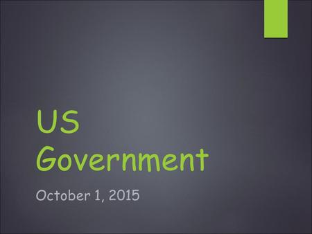 US Government October 1, 2015. Daily Warm-up:10-1-15  Why is it important that there is a division of power that exists between the National Government.