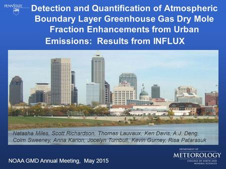 Detection and Quantification of Atmospheric Boundary Layer Greenhouse Gas Dry Mole Fraction Enhancements from Urban Emissions: Results from INFLUX NOAA.