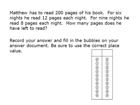 Matthew has to read 200 pages of his book. For six nights he read 12 pages each night. For nine nights he read 8 pages each night. How many pages does.