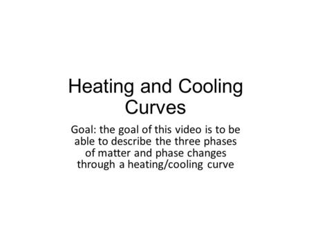 Heating and Cooling Curves