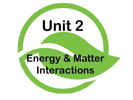 Unit 2 Energy & Matter Interactions. Photosynthesis Process in which plants make their own food.