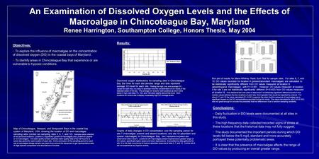 An Examination of Dissolved Oxygen Levels and the Effects of Macroalgae in Chincoteague Bay, Maryland Renee Harrington, Southampton College, Honors Thesis,