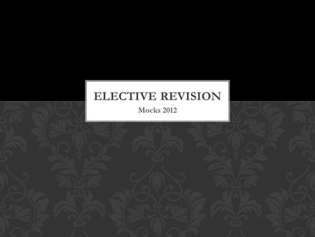 Mocks 2012. Population Studies Overpopulation Migration Settlement Patterns Urban land use models Urban Sprawl TOPICS COVERED TO DATE.