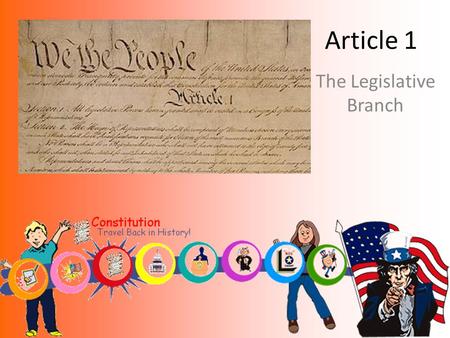 Article 1 The Legislative Branch. The 3 Branches of Government Article 1- Legislative Article 2- Executive Article 3- Judicial Which is stronger? Technically.