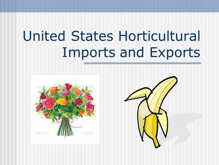 United States Horticultural Imports and Exports. Objectives I can compare and contrast imports and exports. I can identify top U.S. horticultural imports.