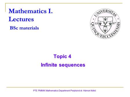 Mathematics I. Lectures BSc materials