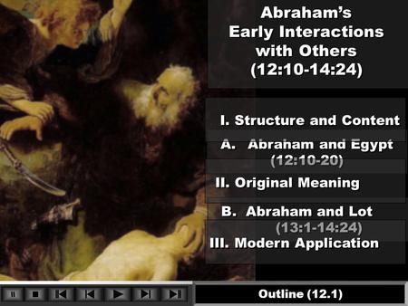 Abraham’s Early Interactions with Others (12:10-14:24) Abraham’s Early Interactions with Others (12:10-14:24) A.Abraham and Egypt (12:10-20) A.Abraham.