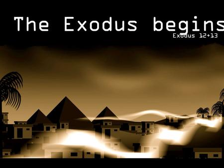 The Exodus begins… Exodus 12+13. God speaks to Moses (11.1-3) Moses speaks to Pharaoh (11.4-9)  Pharaoh’s disobedience (11.10) Festival Warning Story.