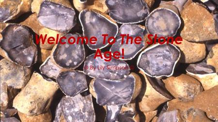 Welcome To The Stone Age! By Lily Simpson. Ice Age 2,000,000 years ago there was just ice. Then suddenly the chilling ice began to thaw. Land appeared,