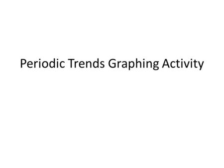 Periodic Trends Graphing Activity. Objective – Today I will be able to: Predict and compare the relative radii for different elements Analyze the trends.