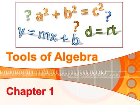 Chapter 1. Introduction In this chapter we will: model relationships using variables, expressions, and equations. apply order of operations to simplify.