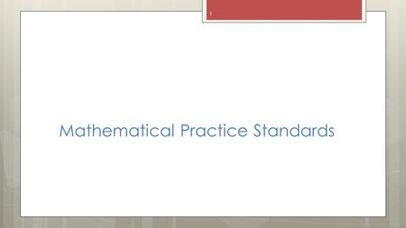 Mathematical Practice Standards