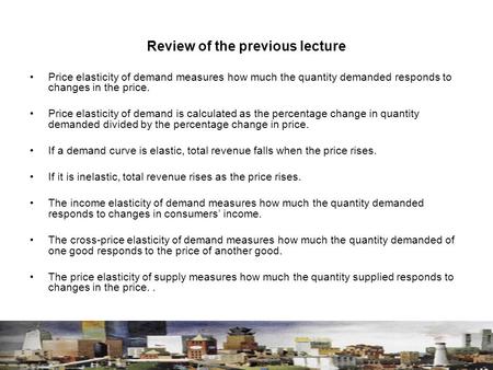 Review of the previous lecture