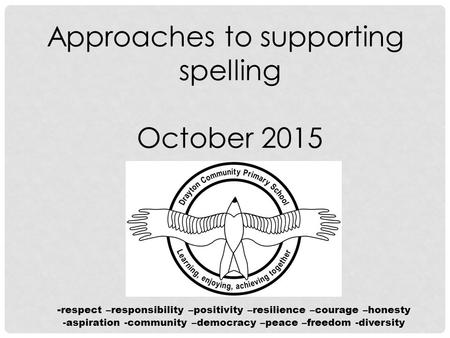 Approaches to supporting spelling October 2015