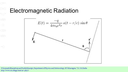  Somnath Bharadwaj and Pratik Khastgir, Department of Physics and Meteorology, IIT Kharagpur, 721 302 India  Electromagnetic.