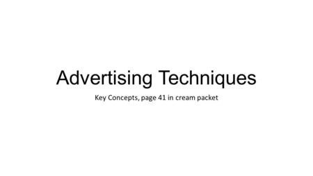 Advertising Techniques