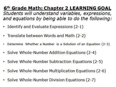 HW: Pg.50 #5-17 ANSWERS Course 1 2-2 Translating Between Words and Math.