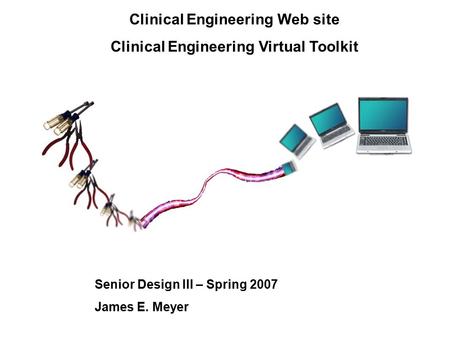 Clinical Engineering Web site Clinical Engineering Virtual Toolkit Senior Design III – Spring 2007 James E. Meyer.