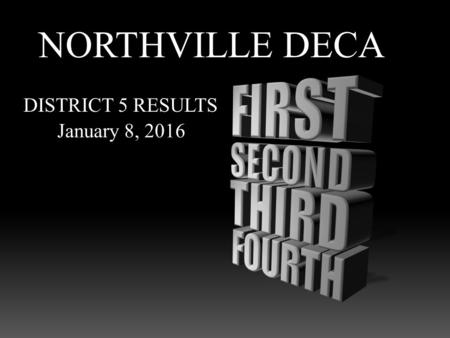 NORTHVILLE DECA DISTRICT 5 RESULTS January 8, 2016.