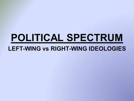 POLITICAL SPECTRUM LEFT-WING vs RIGHT-WING IDEOLOGIES