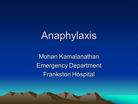 Mohan Kamalanathan Emergency Department Frankston Hospital