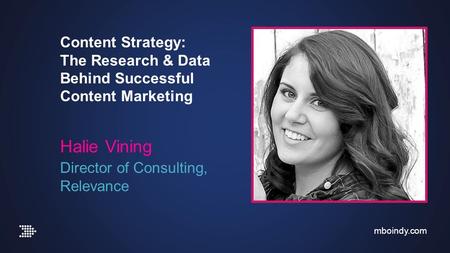 Mboindy.com Halie Vining Director of Consulting, Relevance Content Strategy: The Research & Data Behind Successful Content Marketing.