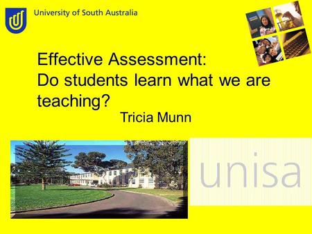 Effective Assessment: Do students learn what we are teaching? Tricia Munn.