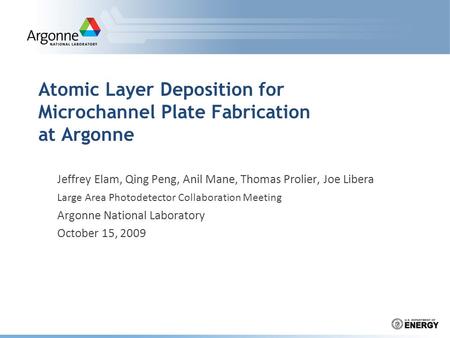 Atomic Layer Deposition for Microchannel Plate Fabrication at Argonne