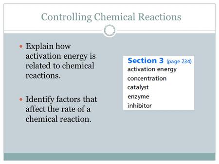 Controlling Chemical Reactions