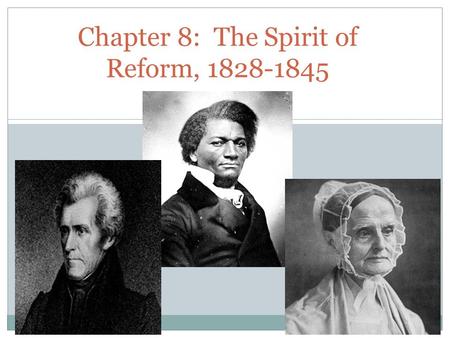 Chapter 8: The Spirit of Reform, 1828-1845. THE AGE OF JACKSON Section One: