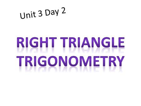 Right Triangle Trigonometry