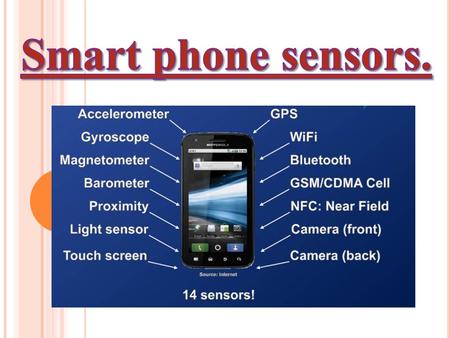 A CCELEROMETER. Accelerometers are devices that can measure acceleration, but in smartphones, they're able to detect changes in orientation and tell the.